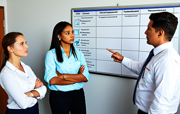 A diverse group of professional recreation leaders, fully clothed in modest, appropriate attire, are collaboratively reviewing safety checklists and emergency protocols in a bright, modern training room. They are engaged in a serious discussion, pointing at diagrams on a whiteboard that outline risk assessment procedures. The atmosphere is focused and professional, emphasizing prevention and team awareness. Perfect anatomy, correct proportions, natural pose, well-formed hands, proper finger count, natural body proportions. High-quality professional photography, safe for work, appropriate content, fully clothed, family-friendly.