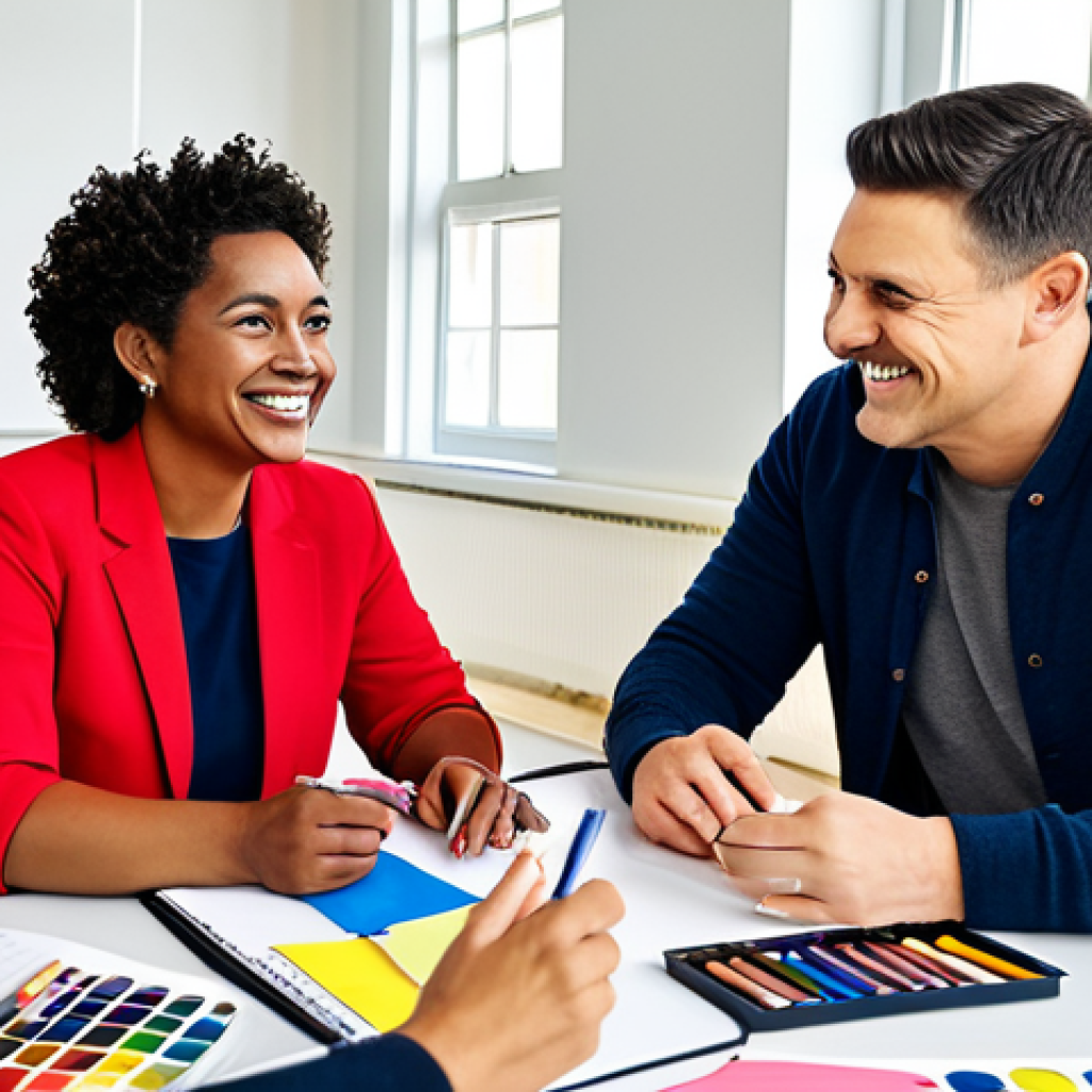 Creative Recreation Program Planning**

"A diverse group of fully clothed adults brainstorming recreational activities around a table covered in colorful papers and art supplies, in a brightly lit, modern meeting room.  They are smiling and engaged in discussion. The scene should convey collaboration and creativity.  Safe for work, appropriate content, family-friendly, professional atmosphere, perfect anatomy, correct proportions, natural pose, well-formed hands, proper finger count, natural body proportions, high quality."

**