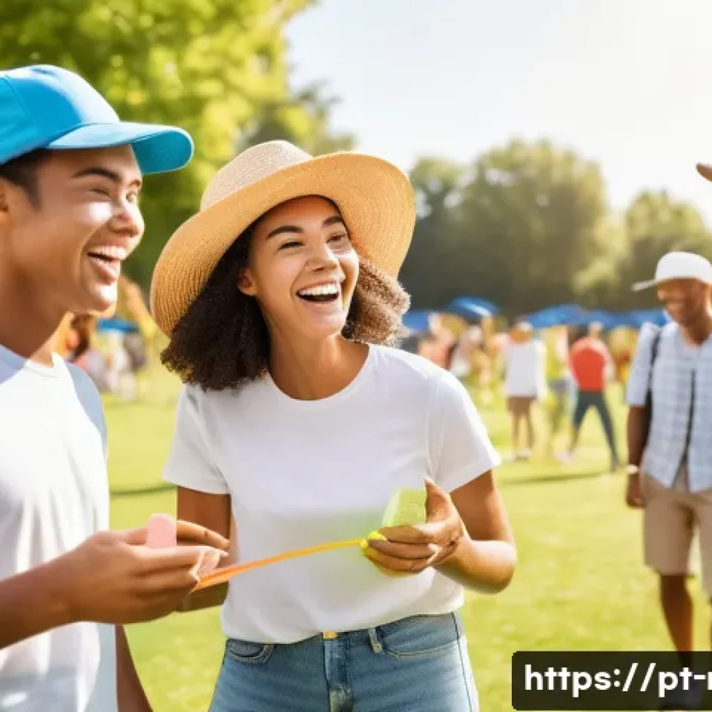 레크리에이션 지도자와 직무 스트레스 - A cheerful and energetic group leader organizing an outdoor recreational activity with diverse parti...