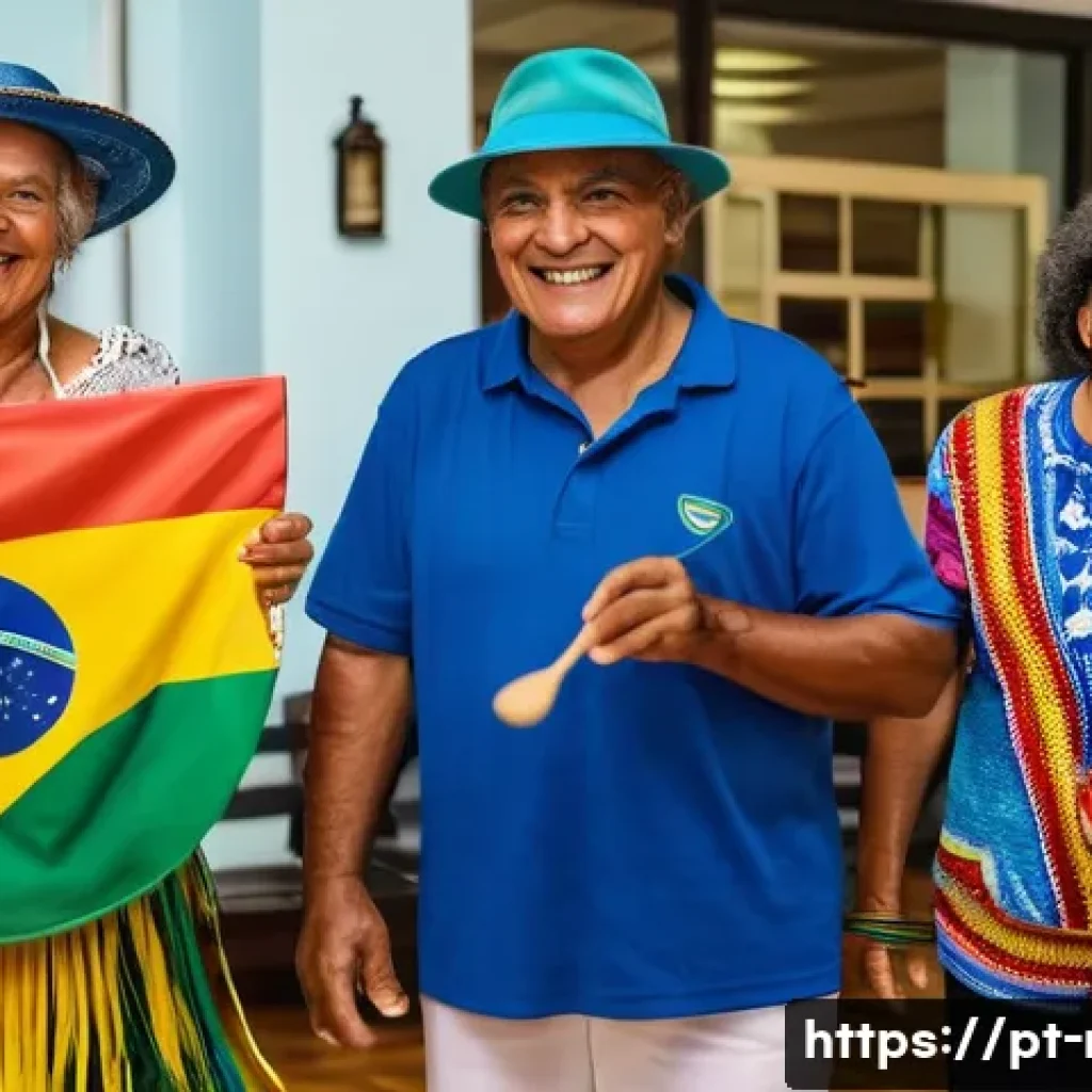 레크리에이션 프로그램 성공 사례 - A vibrant community center scene in Brazil showcasing a diverse group of people of different ages an...