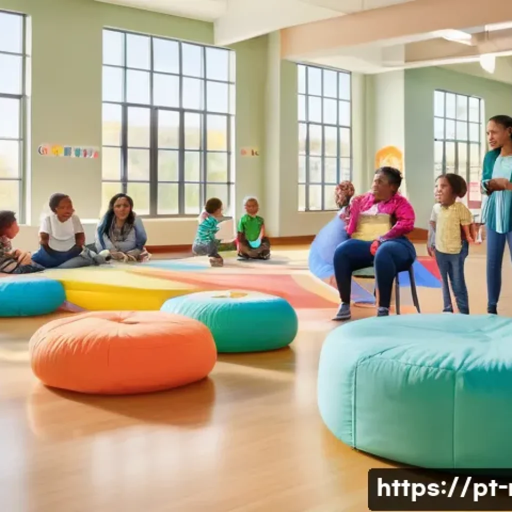 레크리에이션 강의 기획 노하우 - A diverse group of people in a bright, spacious community center engaging in inclusive recreational ...